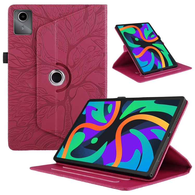 For Lenovo Tab M11 / Xiaoxin Pad 11 2024 Tree Life Embossed Rotation Leather Tablet Case(Red) - Lenovo by PMC Jewellery | Online Shopping South Africa | PMC Jewellery | Buy Now Pay Later Mobicred