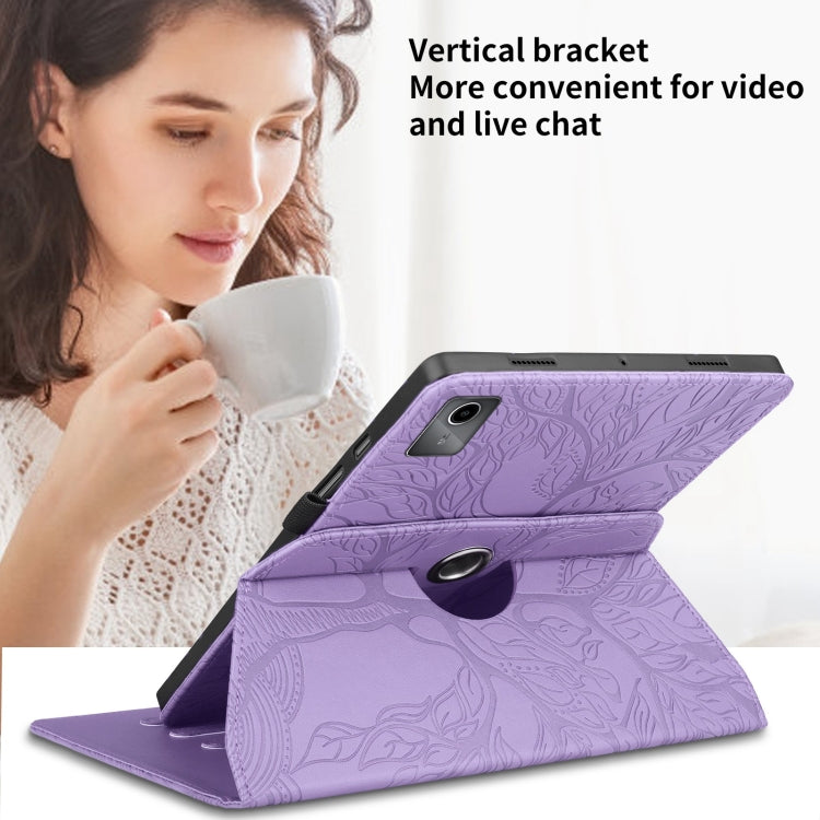 For Lenovo Tab M11 / Xiaoxin Pad 11 2024 Tree Life Embossed Rotation Leather Tablet Case(Purple) - Lenovo by PMC Jewellery | Online Shopping South Africa | PMC Jewellery | Buy Now Pay Later Mobicred