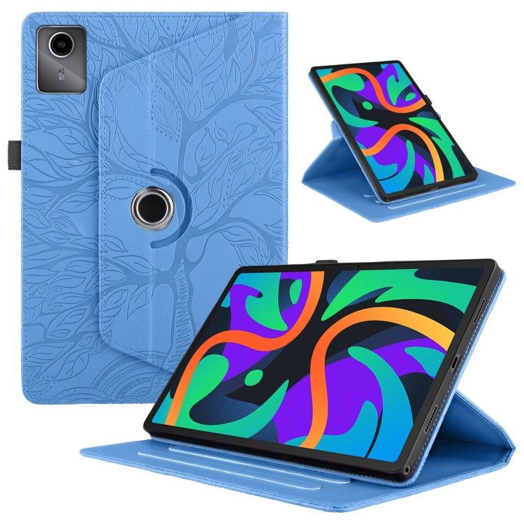 For Lenovo Tab M11 / Xiaoxin Pad 11 2024 Tree Life Embossed Rotation Leather Tablet Case(Blue) - Lenovo by PMC Jewellery | Online Shopping South Africa | PMC Jewellery | Buy Now Pay Later Mobicred