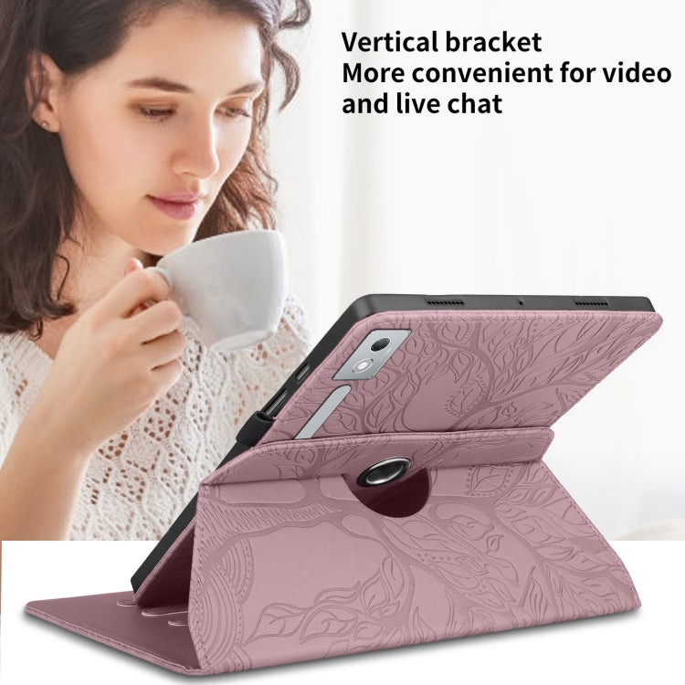For Lenovo Tab P12 / Xiaoxin Pad Pro 12.7 2025 Tree Life Embossed Rotation Leather Tablet Case(Rose Gold) - Lenovo by PMC TechLife | Online Shopping South Africa | PMC TechLife | Buy Now Pay Later Mobicred