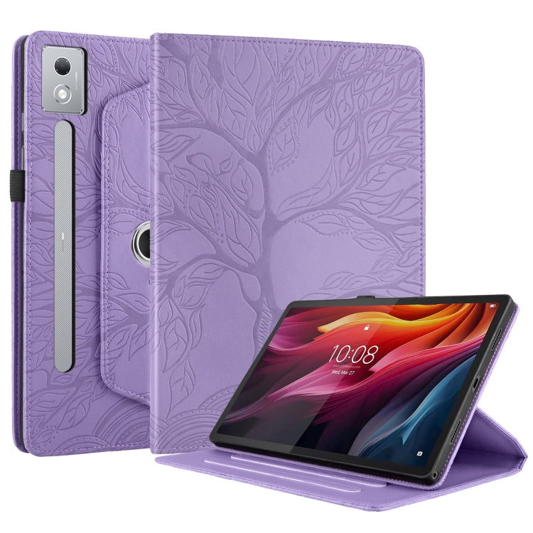 For Lenovo Tab P12 / Xiaoxin Pad Pro 12.7 2025 Tree Life Embossed Rotation Leather Tablet Case(Purple) - Lenovo by PMC TechLife | Online Shopping South Africa | PMC TechLife | Buy Now Pay Later Mobicred