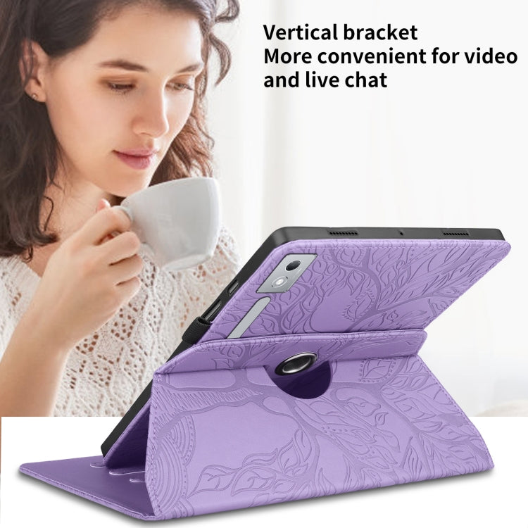 For Lenovo Tab P12 / Xiaoxin Pad Pro 12.7 2025 Tree Life Embossed Rotation Leather Tablet Case(Purple) - Lenovo by PMC TechLife | Online Shopping South Africa | PMC TechLife | Buy Now Pay Later Mobicred