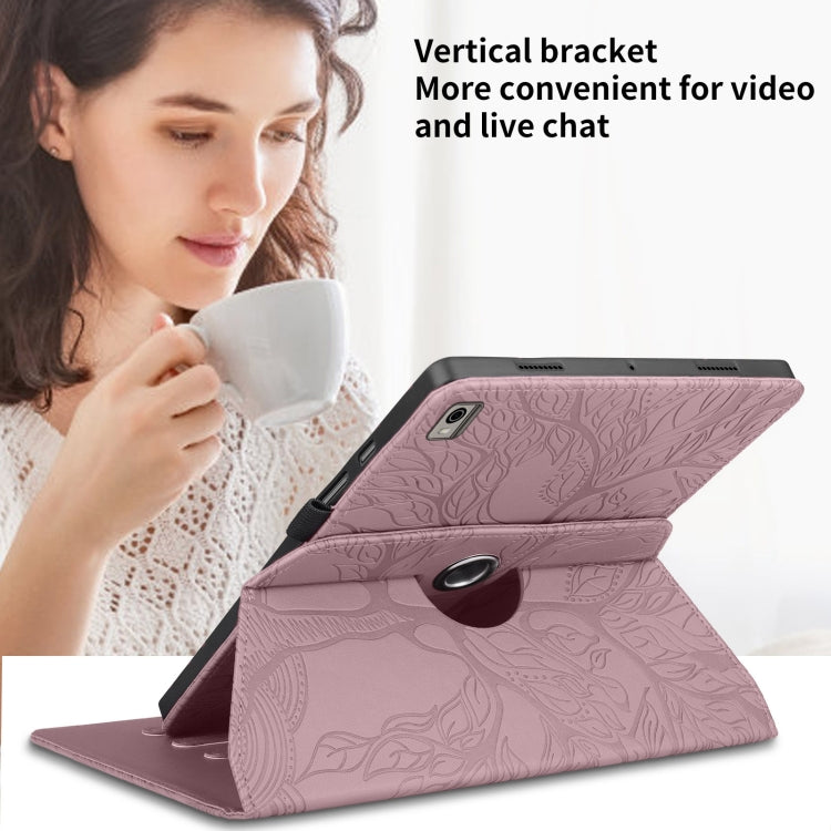 For Nokia T21 Tree Life Embossed Rotation Leather Tablet Case(Rose Gold) - Nokia by PMC TechLife | Online Shopping South Africa | PMC TechLife | Buy Now Pay Later Mobicred