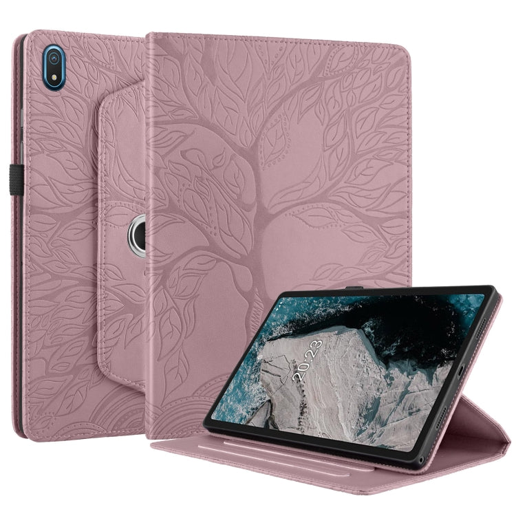 For Nokia T20 10.4 2021 Tree Life Embossed Rotation Leather Tablet Case(Rose Gold) - Nokia by PMC TechLife | Online Shopping South Africa | PMC TechLife | Buy Now Pay Later Mobicred