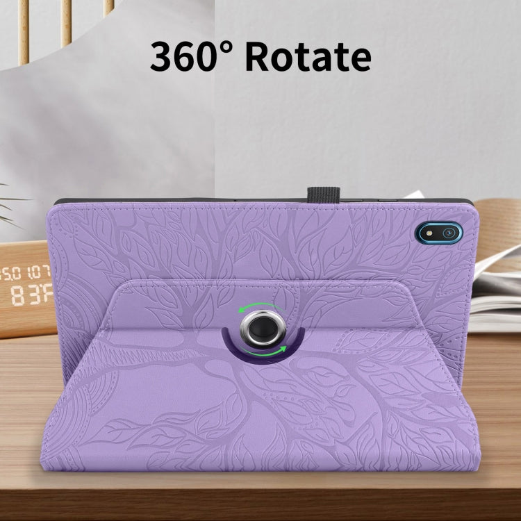 For Nokia T20 10.4 2021 Tree Life Embossed Rotation Leather Tablet Case(Purple) - Nokia by PMC TechLife | Online Shopping South Africa | PMC TechLife | Buy Now Pay Later Mobicred