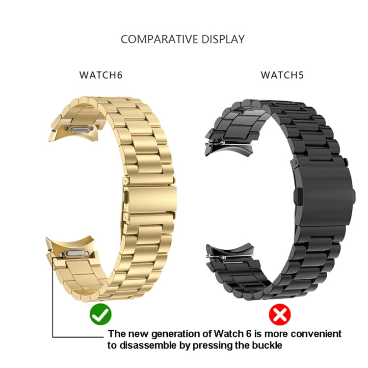 For Samsung Galaxy Watch 6 Three Strains Metal Watch Band(Gold) - free shipping - PMC TechLife - Order now!