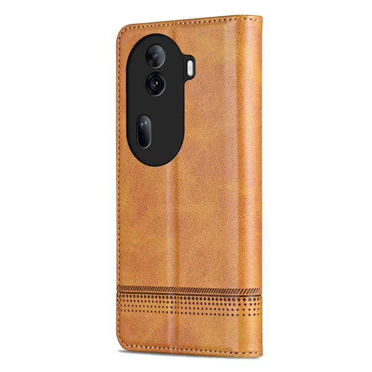 For OPPO Reno11 China AZNS Magnetic Calf Texture Flip Leather Phone Case(Light Brown) - OPPO Cases by AZNS | Online Shopping South Africa | PMC Jewellery | Buy Now Pay Later Mobicred