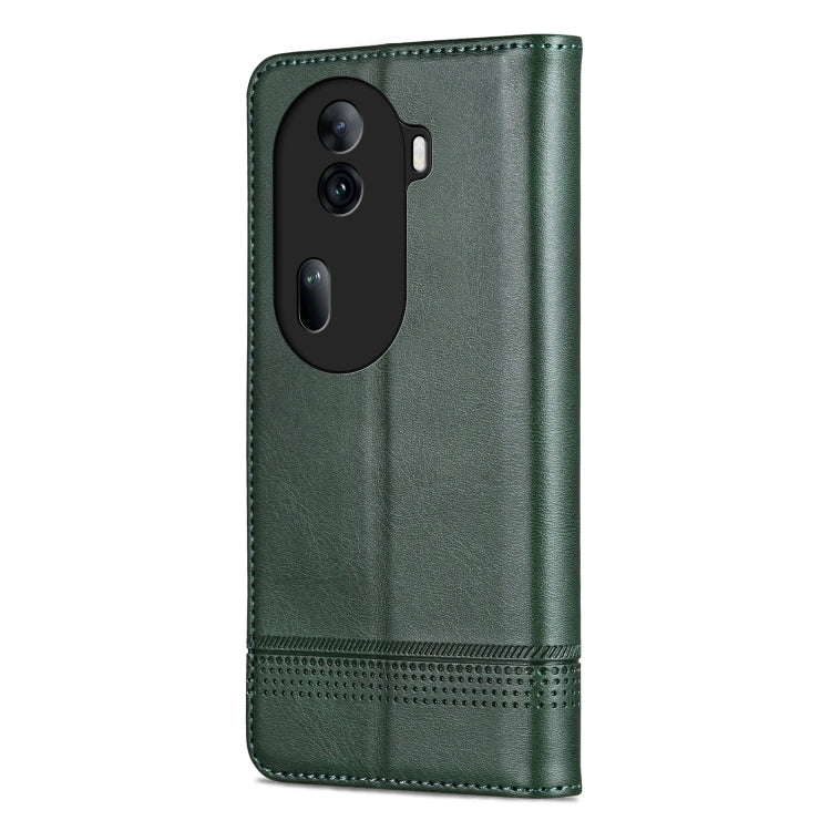 For OPPO Reno11 China AZNS Magnetic Calf Texture Flip Leather Phone Case(Dark Green) - free shipping - PMC Jewellery - Order now!