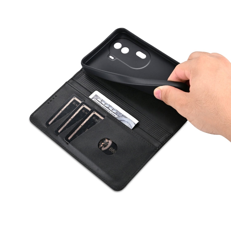 For OPPO Reno11 Pro China AZNS Magnetic Calf Texture Flip Leather Phone Case(Black) - OPPO Cases by AZNS | Online Shopping South Africa | PMC TechLife | Buy Now Pay Later Mobicred