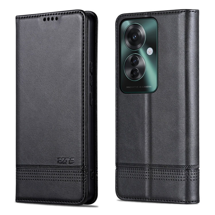 For OPPO Reno11 F AZNS Magnetic Calf Texture Flip Leather Phone Case(Black) - OPPO Cases by AZNS | Online Shopping South Africa | PMC Jewellery | Buy Now Pay Later Mobicred
