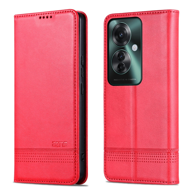 For OPPO Reno11 F AZNS Magnetic Calf Texture Flip Leather Phone Case(Red) - OPPO Cases by AZNS | Online Shopping South Africa | PMC Jewellery | Buy Now Pay Later Mobicred