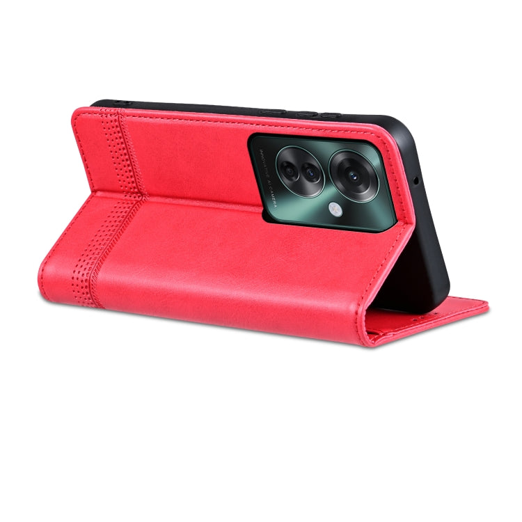 For OPPO Reno11 F AZNS Magnetic Calf Texture Flip Leather Phone Case(Red) - OPPO Cases by AZNS | Online Shopping South Africa | PMC Jewellery | Buy Now Pay Later Mobicred