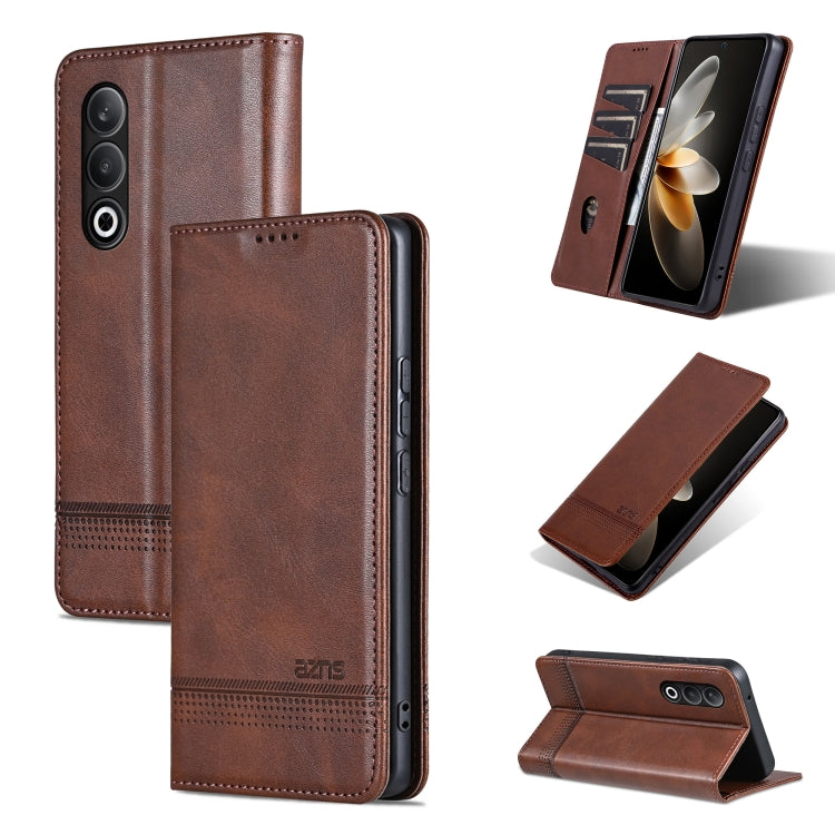 For OPPO K12 AZNS Magnetic Calf Texture Flip Leather Phone Case(Dark Brown) - OPPO Cases by AZNS | Online Shopping South Africa | PMC TechLife | Buy Now Pay Later Mobicred