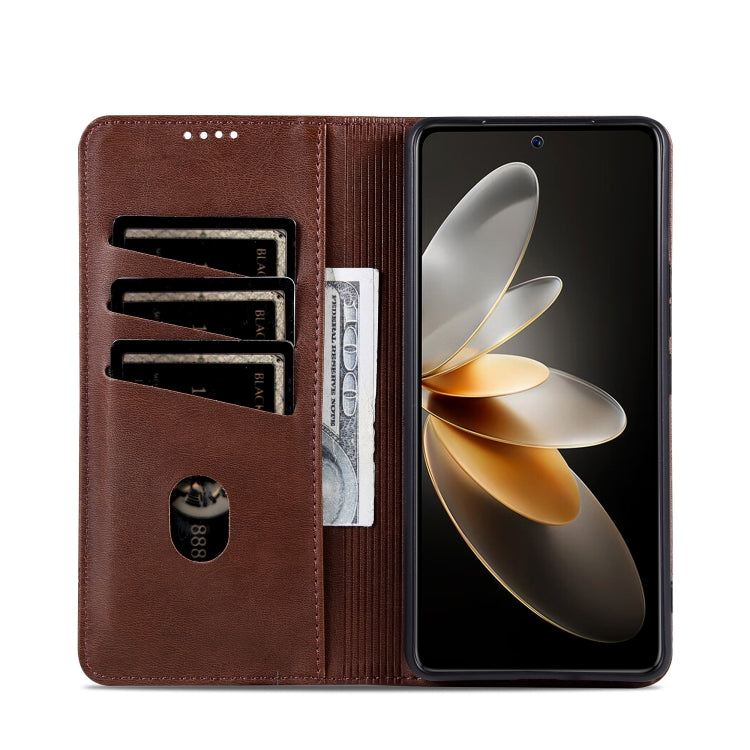 For OPPO K12 AZNS Magnetic Calf Texture Flip Leather Phone Case(Dark Brown) - OPPO Cases by AZNS | Online Shopping South Africa | PMC TechLife | Buy Now Pay Later Mobicred
