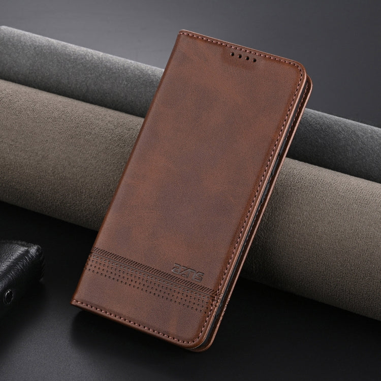 For OPPO Reno12 Global AZNS Magnetic Calf Texture Flip Leather Phone Case(Dark Brown) - OPPO Cases by AZNS | Online Shopping South Africa | PMC Jewellery | Buy Now Pay Later Mobicred