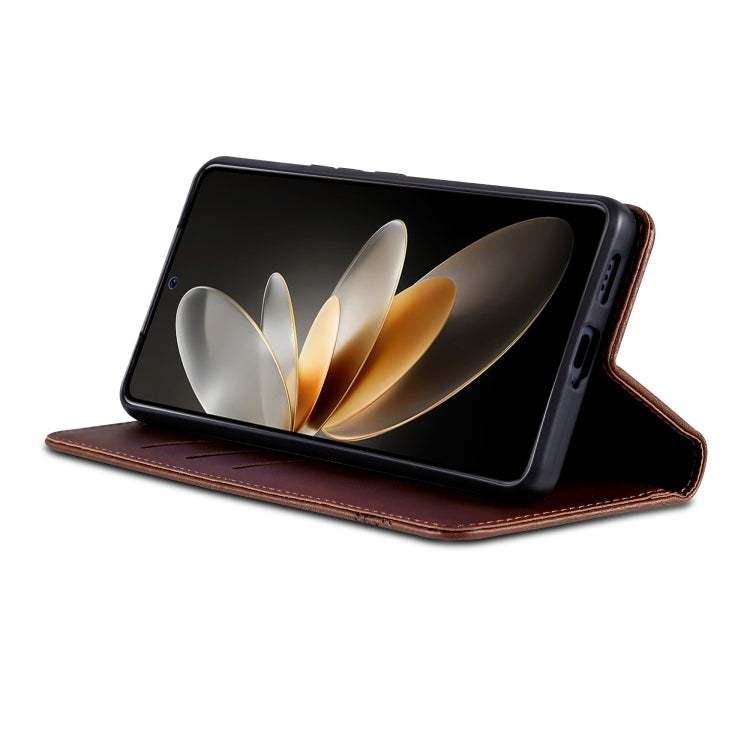 For OPPO Reno12 Global AZNS Magnetic Calf Texture Flip Leather Phone Case(Dark Brown) - OPPO Cases by AZNS | Online Shopping South Africa | PMC Jewellery | Buy Now Pay Later Mobicred