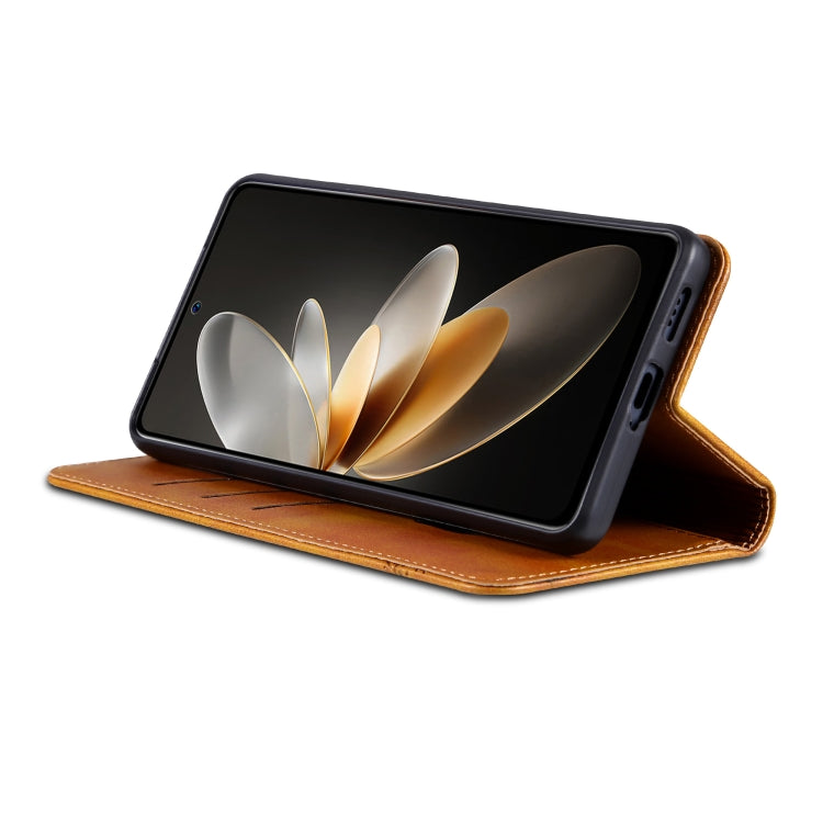 For OPPO Reno12 Global AZNS Magnetic Calf Texture Flip Leather Phone Case(Light Brown) - OPPO Cases by AZNS | Online Shopping South Africa | PMC Jewellery | Buy Now Pay Later Mobicred