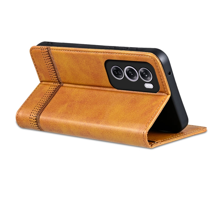 For OPPO Reno12 Global AZNS Magnetic Calf Texture Flip Leather Phone Case(Light Brown) - OPPO Cases by AZNS | Online Shopping South Africa | PMC Jewellery | Buy Now Pay Later Mobicred
