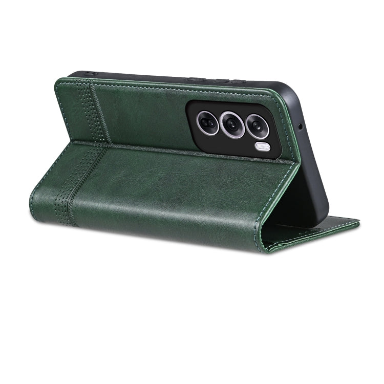 For OPPO Reno12 Global AZNS Magnetic Calf Texture Flip Leather Phone Case(Dark Green) - OPPO Cases by AZNS | Online Shopping South Africa | PMC Jewellery | Buy Now Pay Later Mobicred