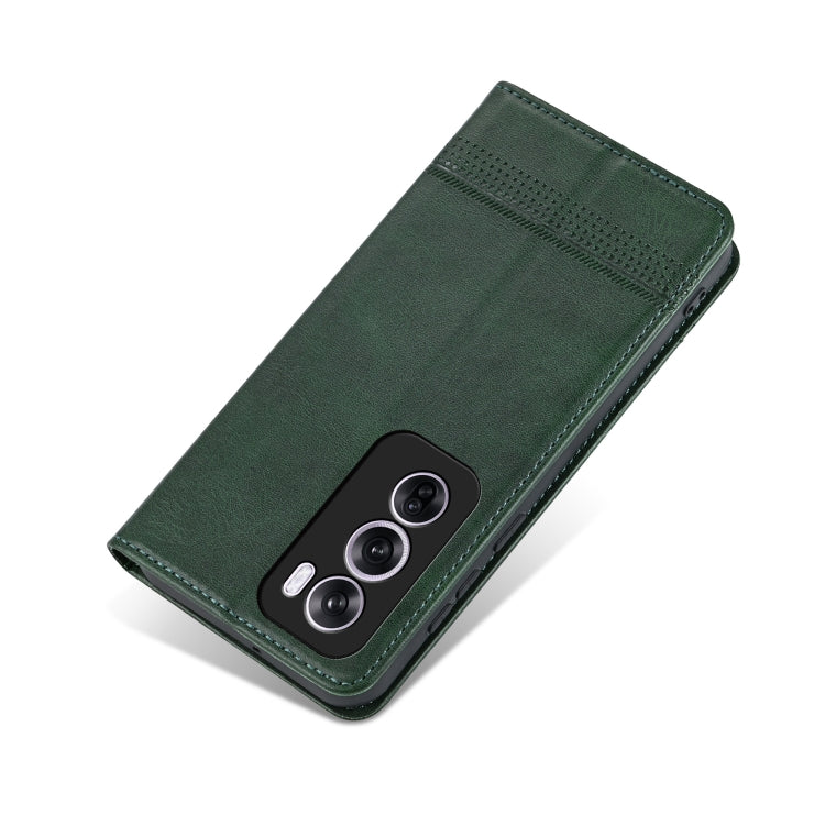 For OPPO Reno12 Global AZNS Magnetic Calf Texture Flip Leather Phone Case(Dark Green) - OPPO Cases by AZNS | Online Shopping South Africa | PMC Jewellery | Buy Now Pay Later Mobicred