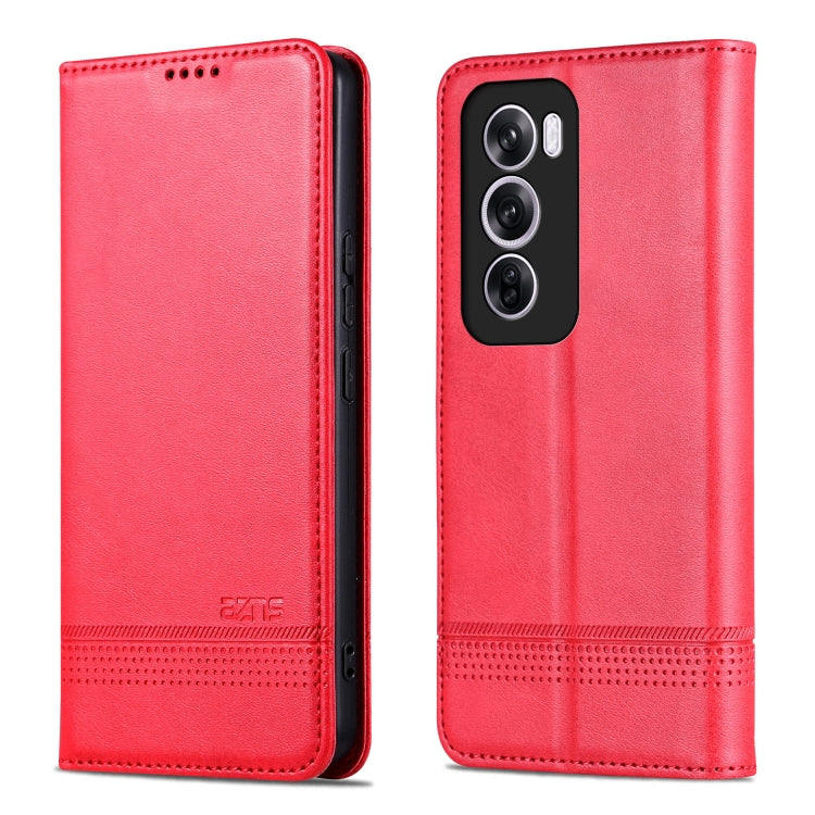 For OPPO Reno12 Global AZNS Magnetic Calf Texture Flip Leather Phone Case(Red) - OPPO Cases by AZNS | Online Shopping South Africa | PMC Jewellery | Buy Now Pay Later Mobicred