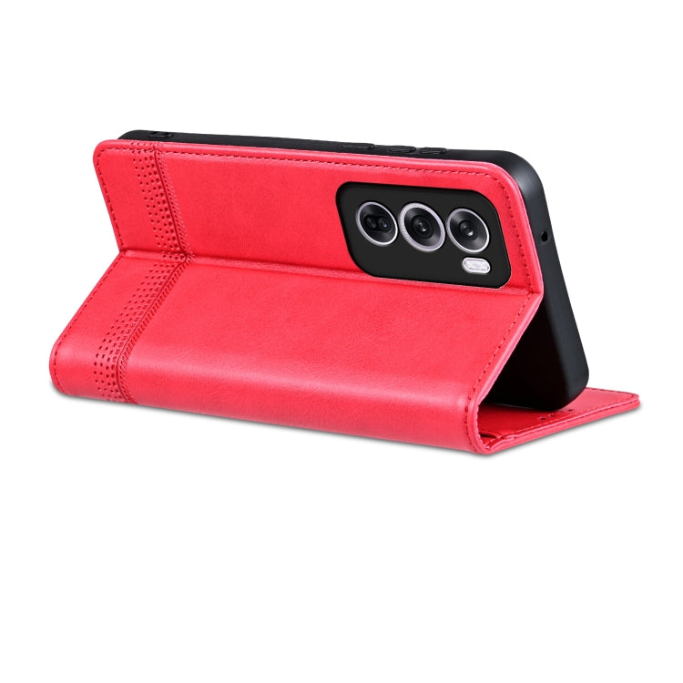 For OPPO Reno12 Global AZNS Magnetic Calf Texture Flip Leather Phone Case(Red) - OPPO Cases by AZNS | Online Shopping South Africa | PMC Jewellery | Buy Now Pay Later Mobicred