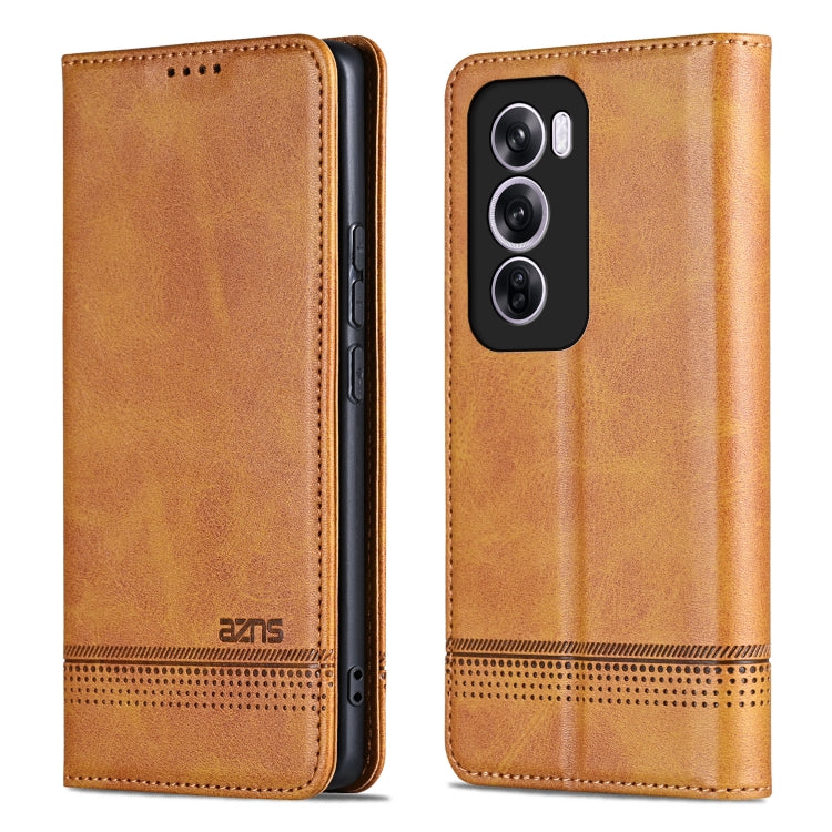 For OPPO Reno12 Pro Global AZNS Magnetic Calf Texture Flip Leather Phone Case(Light Brown) - OPPO Cases by AZNS | Online Shopping South Africa | PMC Jewellery | Buy Now Pay Later Mobicred
