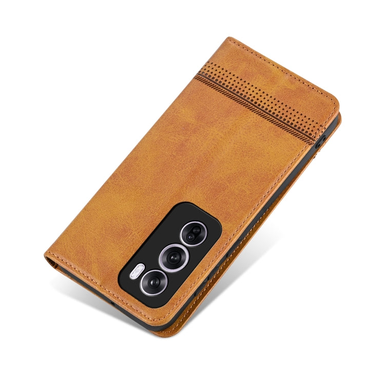 For OPPO Reno12 Pro Global AZNS Magnetic Calf Texture Flip Leather Phone Case(Light Brown) - OPPO Cases by AZNS | Online Shopping South Africa | PMC Jewellery | Buy Now Pay Later Mobicred