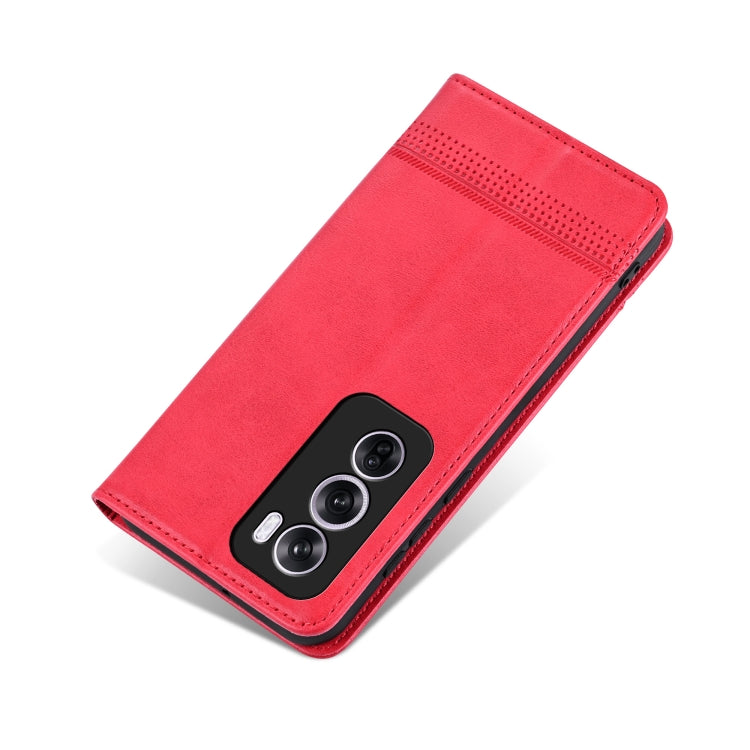 For OPPO Reno12 Pro Global AZNS Magnetic Calf Texture Flip Leather Phone Case(Red) - OPPO Cases by AZNS | Online Shopping South Africa | PMC Jewellery | Buy Now Pay Later Mobicred