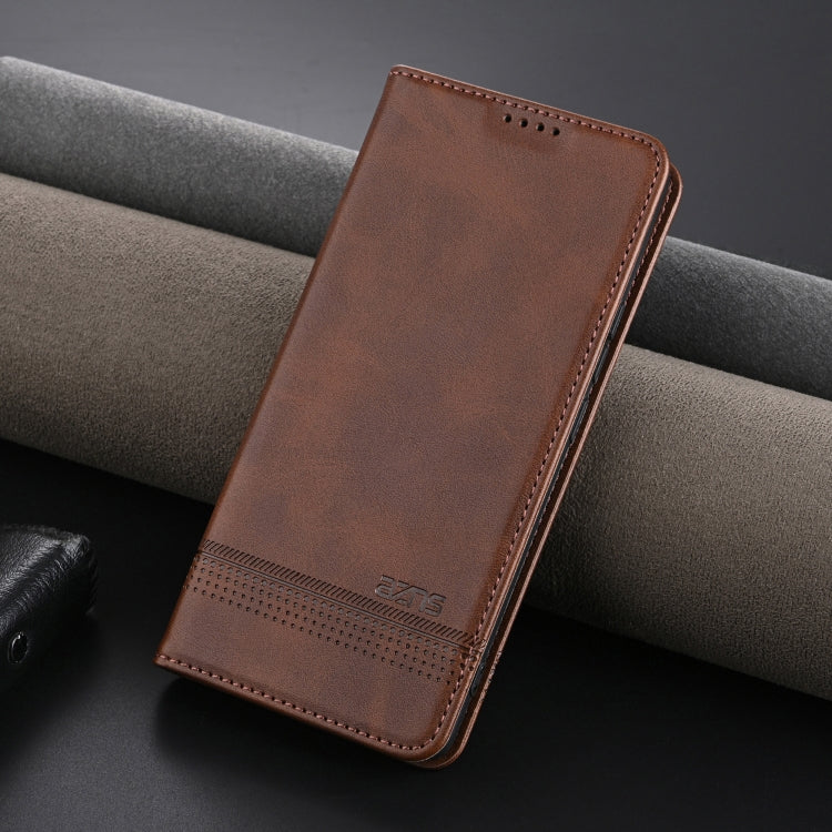 For OPPO Reno12 F 4G AZNS Magnetic Calf Texture Flip Leather Phone Case(Dark Brown) - OPPO Cases by AZNS | Online Shopping South Africa | PMC Jewellery | Buy Now Pay Later Mobicred
