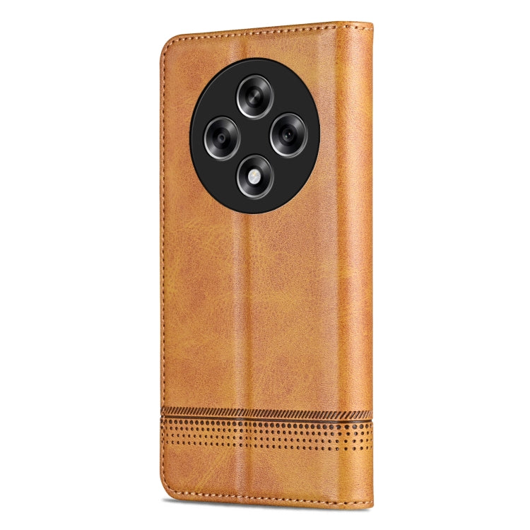 For OPPO Reno12 F 4G AZNS Magnetic Calf Texture Flip Leather Phone Case(Light Brown) - OPPO Cases by AZNS | Online Shopping South Africa | PMC Jewellery | Buy Now Pay Later Mobicred