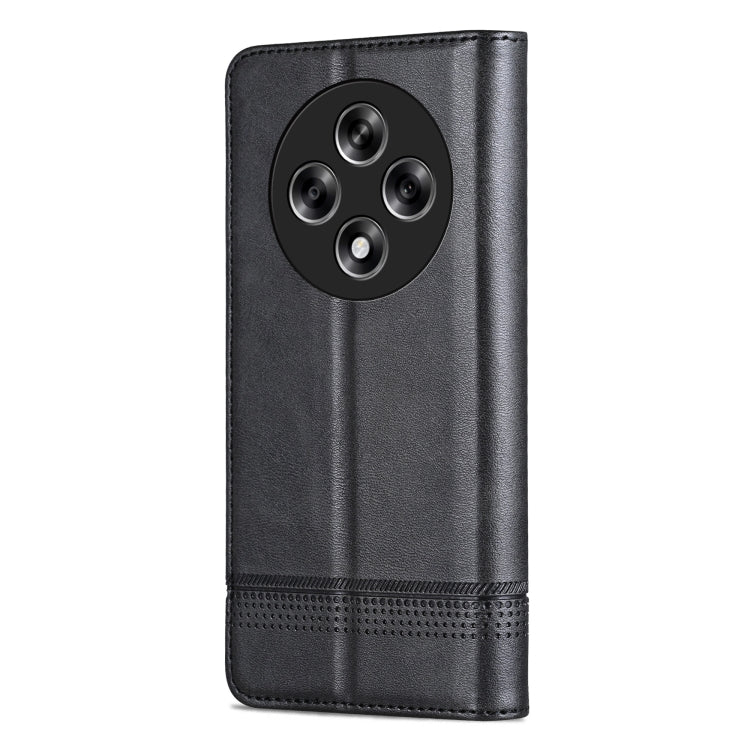 For OPPO Reno12 F 4G AZNS Magnetic Calf Texture Flip Leather Phone Case(Black) - OPPO Cases by AZNS | Online Shopping South Africa | PMC Jewellery | Buy Now Pay Later Mobicred