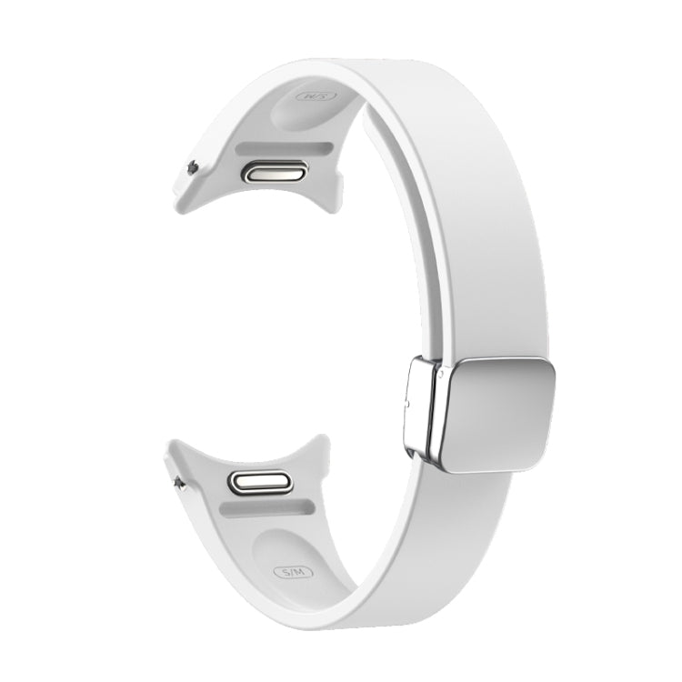 For Samsung Galaxy Watch 6 Magnetic Folding Silver Buckle Silicone Watch Band(White) - free shipping - PMC TechLife - Order now!