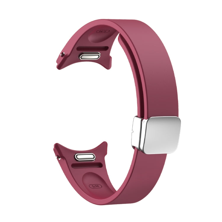 For Samsung Galaxy Watch 6 Magnetic Folding Silver Buckle Silicone Watch Band(Wine Red) - free shipping - PMC TechLife - Order now!