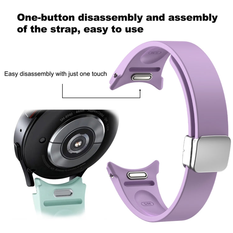 For Samsung Galaxy Watch 6 Magnetic Folding Silver Buckle Silicone Watch Band(Purple) - free shipping - PMC TechLife - Order now!
