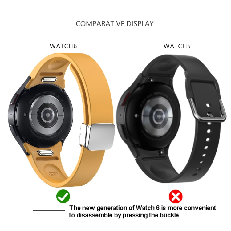 For Samsung Galaxy Watch 6 Magnetic Folding Silver Buckle Silicone Watch Band(White) - free shipping - PMC TechLife - Order now!