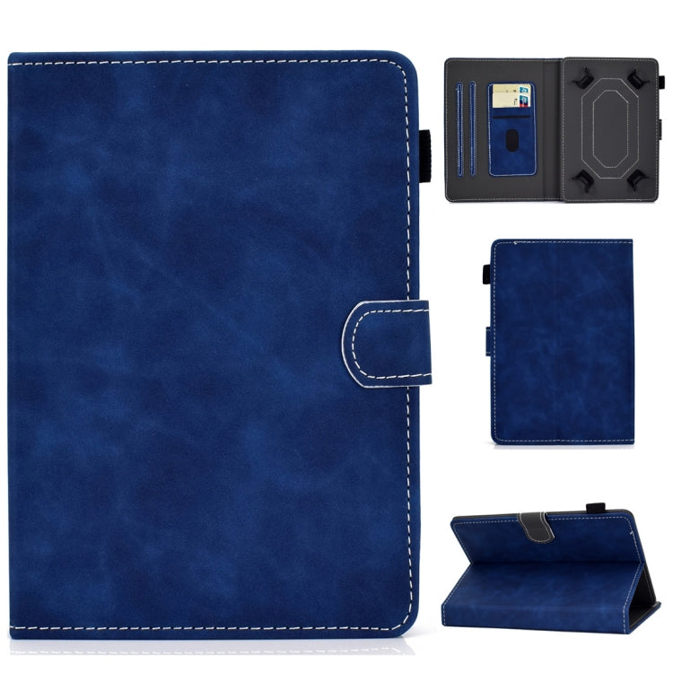 For 10 inch Tablet PC Universal Cowhide Texture Horizontal Flip Leather Case with Holder & Card Slots & Pen Slot(Blue) - 8 inch by PMC TechLife | Online Shopping South Africa | PMC TechLife | Buy Now Pay Later Mobicred