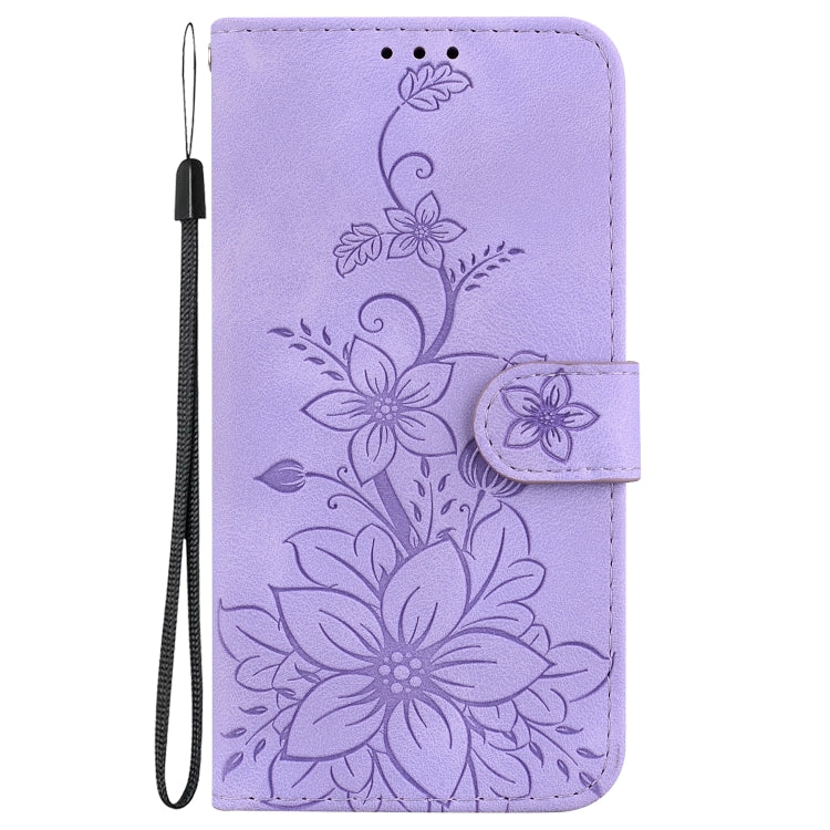 For Google Pixel 9 Pro Lily Embossed Leather Phone Case(Purple) - Google Cases by PMC TechLife | Online Shopping South Africa | PMC TechLife | Buy Now Pay Later Mobicred
