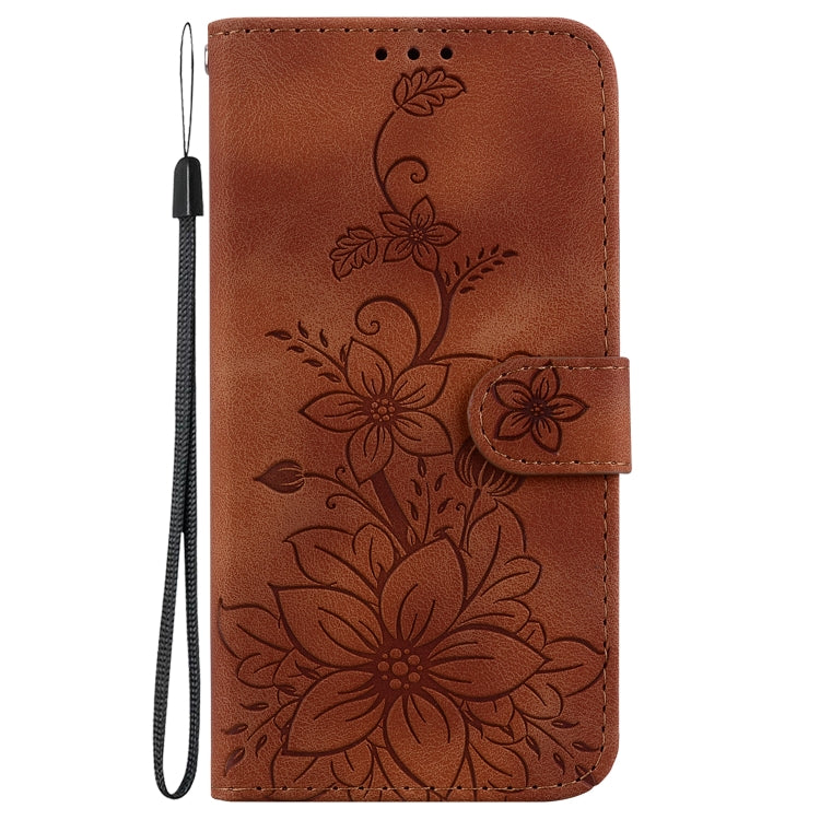 For Google Pixel 9 Pro Lily Embossed Leather Phone Case(Brown) - Google Cases by PMC TechLife | Online Shopping South Africa | PMC TechLife | Buy Now Pay Later Mobicred
