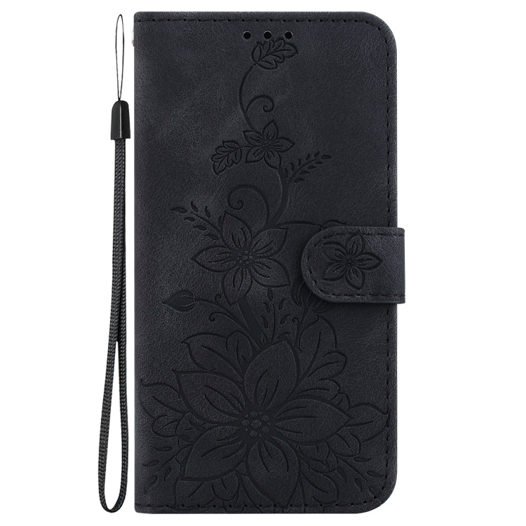 For Google Pixel 9 Pro Lily Embossed Leather Phone Case(Black) - Google Cases by PMC TechLife | Online Shopping South Africa | PMC TechLife | Buy Now Pay Later Mobicred