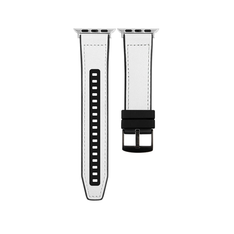 For Apple Watch Series 10 46mm Hybrid Leather Silicone Watch Band(White) - Watch Bands by PMC TechLife | Online Shopping South Africa | PMC TechLife | Buy Now Pay Later Mobicred