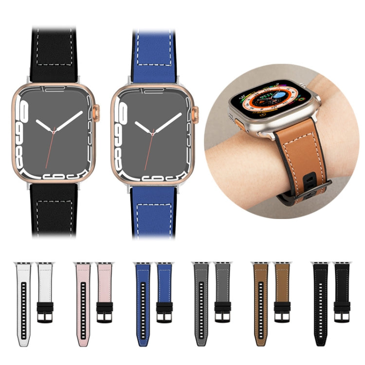 For Apple Watch Ultra 2 49mm Hybrid Leather Silicone Watch Band(Brown) - Watch Bands by PMC TechLife | Online Shopping South Africa | PMC TechLife | Buy Now Pay Later Mobicred