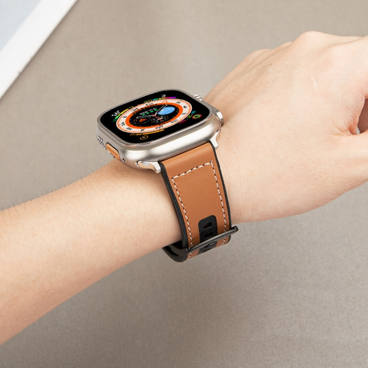 For Apple Watch SE 2023 44mm Hybrid Leather Silicone Watch Band(Blue) - Watch Bands by PMC TechLife | Online Shopping South Africa | PMC TechLife