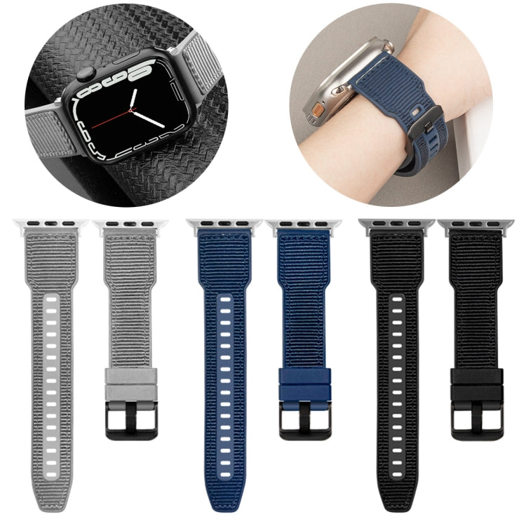 For Apple Watch Ultra 2 49mm Hybrid Braid Nylon Silicone Watch Band(Black) - Watch Bands by PMC TechLife | Online Shopping South Africa | PMC TechLife