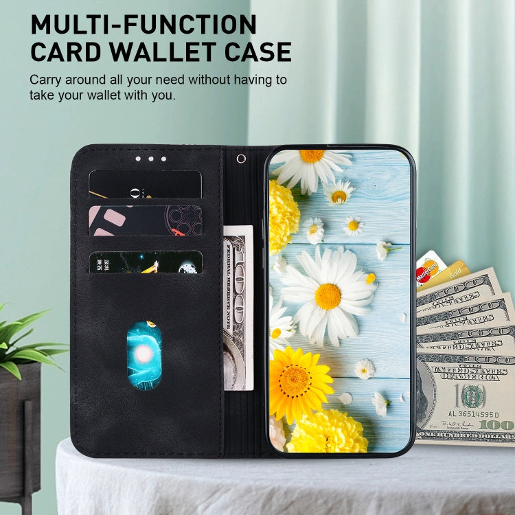 For iPhone 16e Lily Embossed Leather Phone Case(Black) - iPhone 16e Cases by PMC TechLife | Online Shopping South Africa | PMC TechLife | Buy Now Pay Later Mobicred