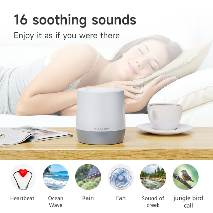 Zealot Z6 3 in 1 White Noise Sleep Aid Bluetooth Speaker with Night Light Function(White) - free shipping - PMC Jewellery - Order now!