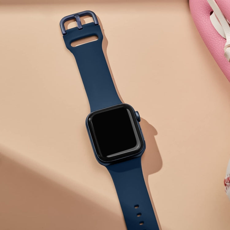 For Apple Watch SE 2022 44mm Pin Buckle Silicone Watch Band(Abyss Blue) - free shipping - PMC TechLife - Order now!