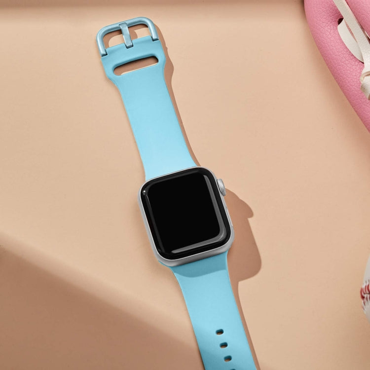 For Apple Watch SE 2022 44mm Pin Buckle Silicone Watch Band(Light Blue) - free shipping - PMC TechLife - Order now!