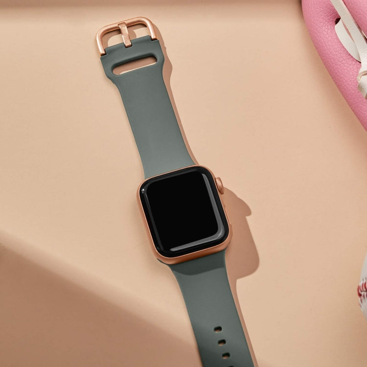 For Apple Watch Series 7 41mm Pin Buckle Silicone Watch Band(Olive) - free shipping - PMC TechLife - Order now!