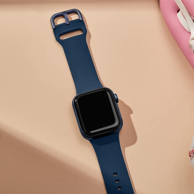 For Apple Watch SE 2023 40mm Pin Buckle Silicone Watch Band(Abyss Blue) - free shipping - PMC TechLife - Order now!